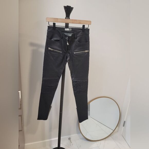 Anine Bing Lambskin Leather High Rise Skinny Pants Xs - Picture 1 of 9